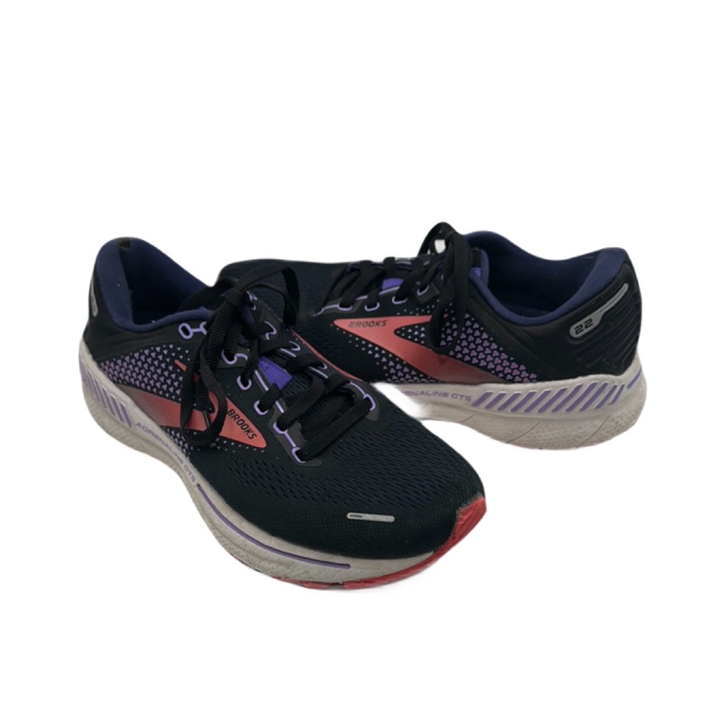 Brooks Adrenaline‎ GTS 22 Sz 8 Blue Purple Coral Running Sneakers Lace Up